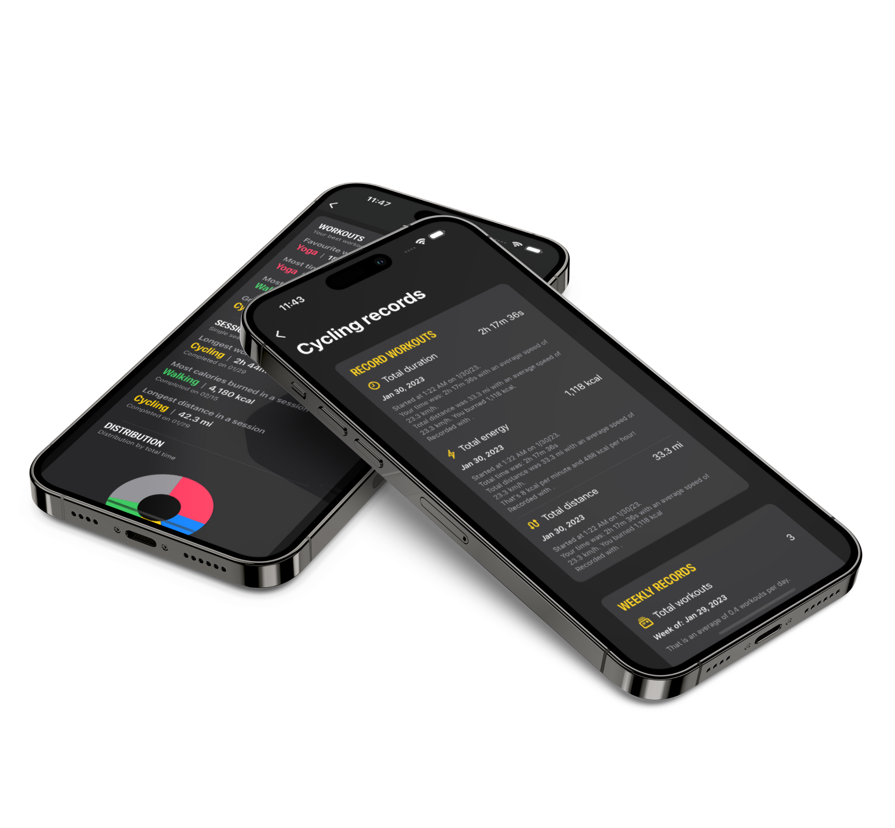 Workout Sum records and report screens